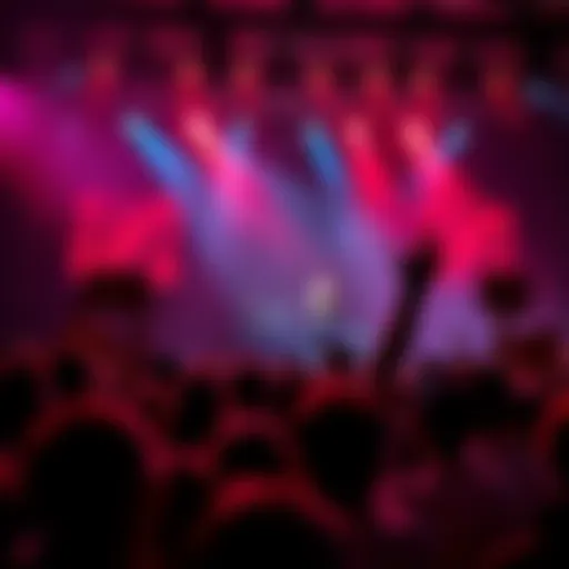 A lively concert scene featuring a band performing a parody of U2's song, with audience members laughing and holding cryptocurrency signs.