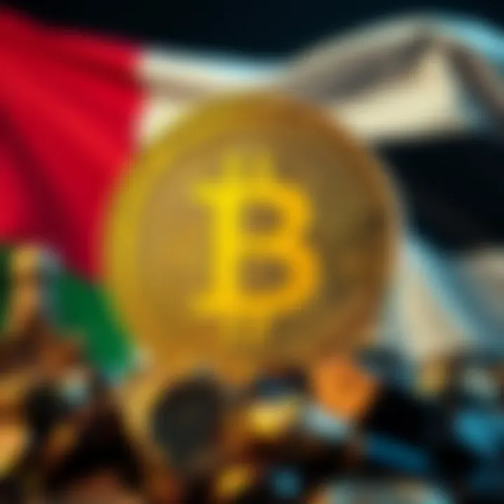 A graphic showing a large Bitcoin symbol with a backdrop of the UAE flag, representing a significant Bitcoin investment.