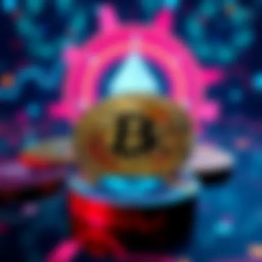 Concept of UBS offering Bitcoin and Ether trading for wealthy clients with digital currency symbols in the background