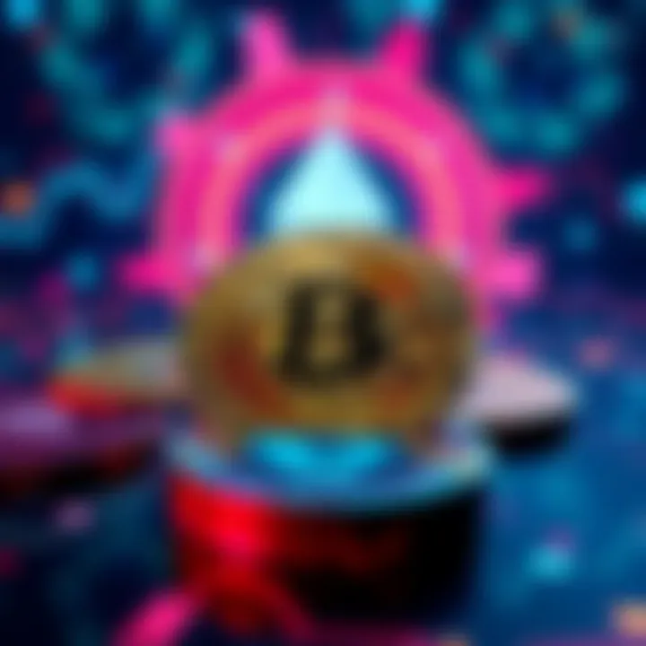 Concept of UBS offering Bitcoin and Ether trading for wealthy clients with digital currency symbols in the background