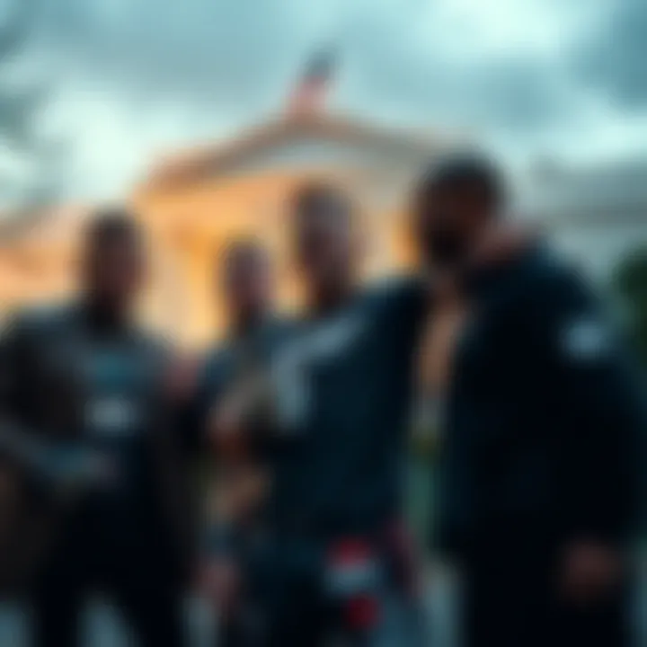 UFC Fighters Outside the White House UFC fighters celebrate with bonuses from a cryptocurrency firm associated with the Trump family outside the White House.