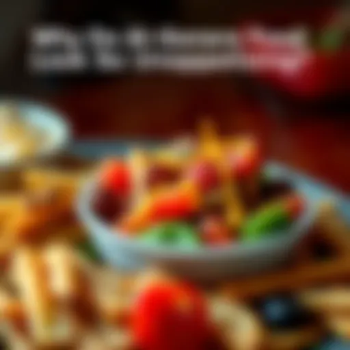 A close-up of a poorly rendered dish of food generated by AI, looking unappealing and messy.