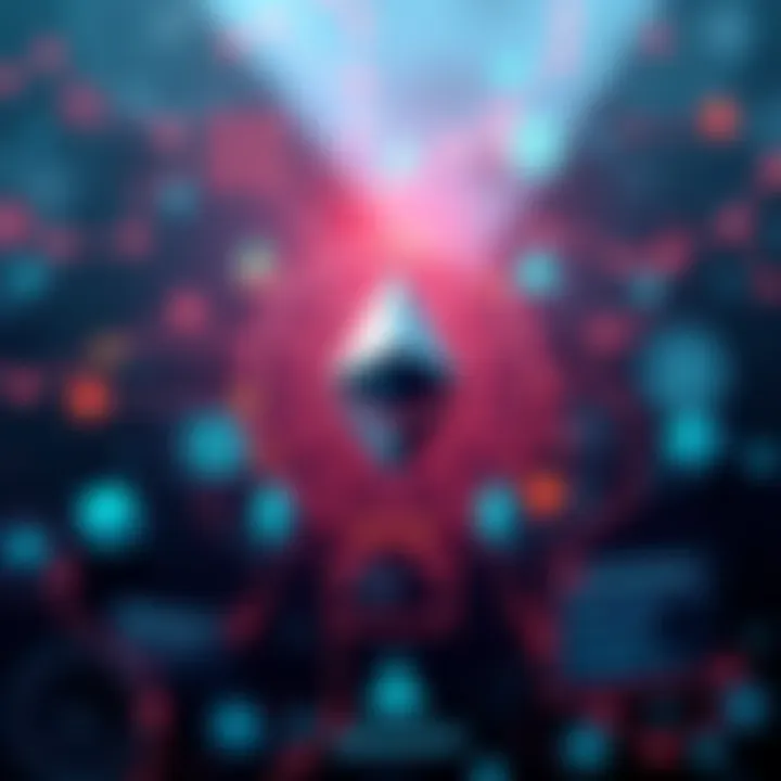 A visual representation of Ethereum with symbols and icons showing its significance and future potential, suitable for all ages.