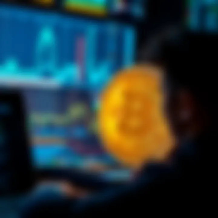 A person looking at a Bitcoin symbol on a computer screen, exploring its concept and value