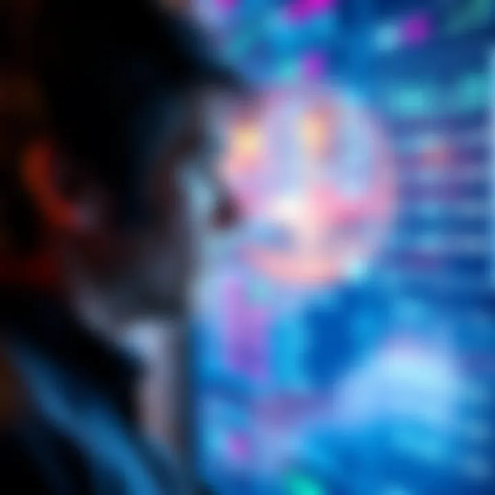 Understanding TRC20 Fees A person looking at a digital screen displaying TRC20 transactions and fees, with a thoughtful expression, representing a breakthrough understanding of costs.