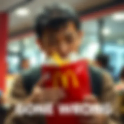 A disappointed customer holding a McDonald's bag with an unexpected item
