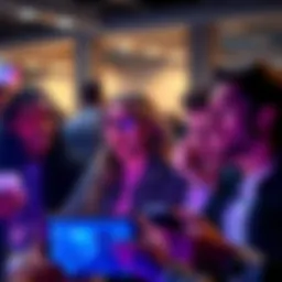 A group of people sharing surprised expressions while looking at screens in disbelief