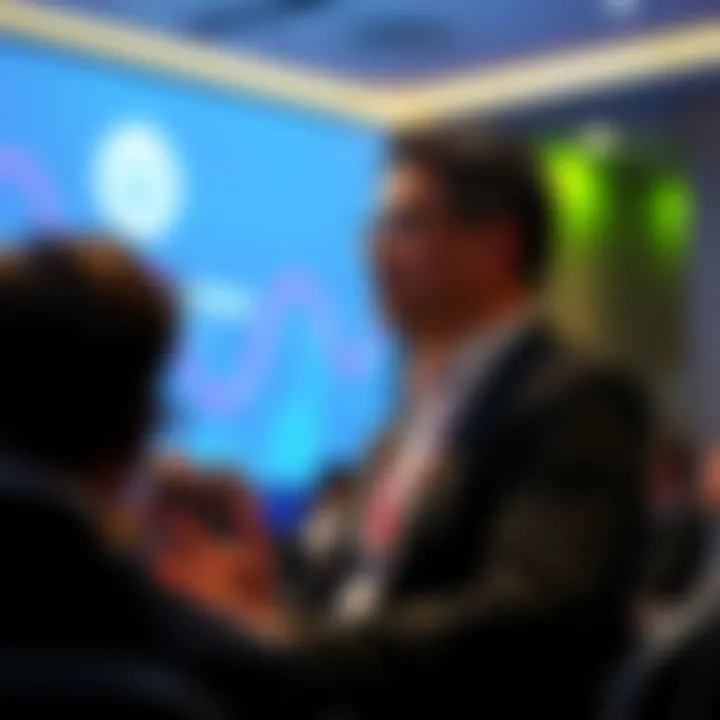 Uniswap's founder speaking at a conference about the importance of automated market makers in cryptocurrency.