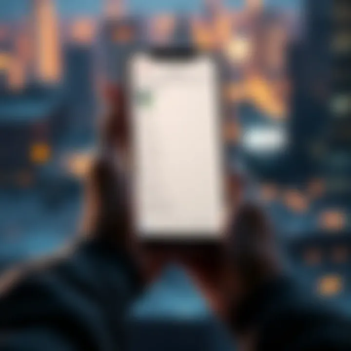 A person holding a smartphone with Atlas Earth app open, showing account settings interface.