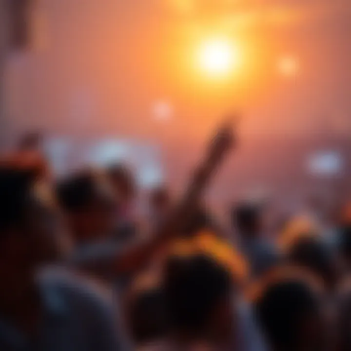 A crowd gathering with mixed expressions of anticipation and excitement, looking towards a bright horizon, signifying upcoming changes in their community.