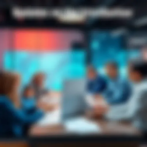 Group of people discussing latest news on fourth distribution rollout at a table with papers and digital devices