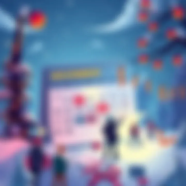 An illustration representing excitement and urgency for December events, featuring a vibrant calendar with key dates highlighted, with people actively planning and preparing for opportunities.