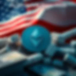 US flag and Tether logo with frozen money graphics representing $500 million linked to Iran