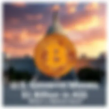 A graphic showing a large Bitcoin symbol with a background of the US Capitol building, indicating the government's involvement in cryptocurrency transactions.