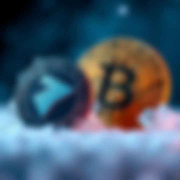 A visual representation of the US government freezing Tether cryptocurrency, symbolizing the $344 million penalty against Iran, with a Bitcoin logo in the background untouched.