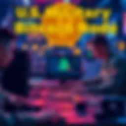 U.S. military personnel working on a Bitcoin node setup with computers and cryptocurrency symbols in the background