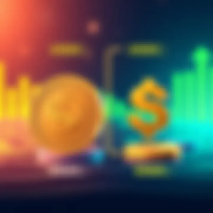 Illustration showing the differences between USD Coin and USDC with icons representing each stablecoin.