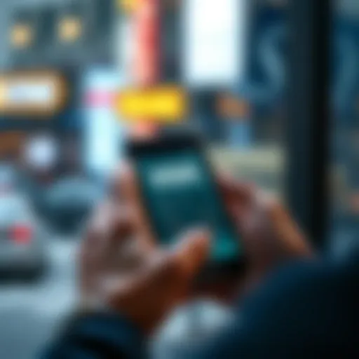 A person using a mobile phone to manage USDC on the Solana blockchain with a digital wallet interface visible on the screen.