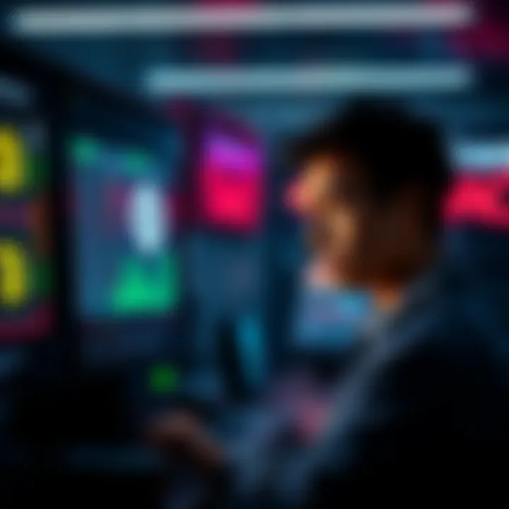 A person frustrated while trying to convert USDC to cash at an exchange, with digital currency symbols on the screen behind them.