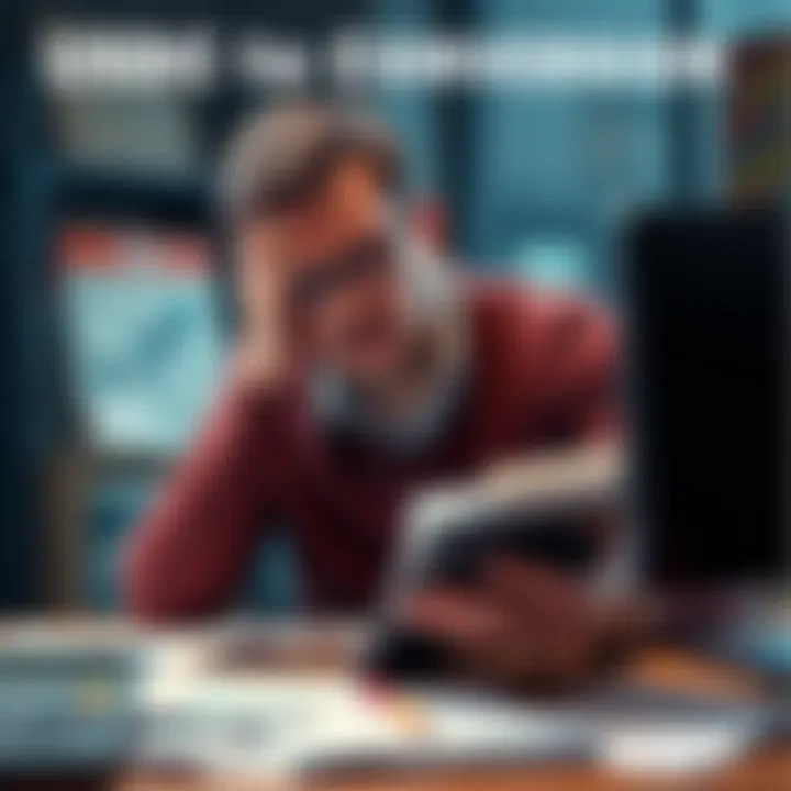 A worried taxpayer looks at tax forms with a calculator and computer, focusing on USDC to USD transactions.