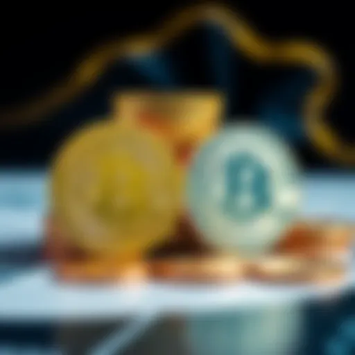 A visual representation of USDC and USDT coins, highlighting the difference in value during a currency swap and emphasizing transaction fees.