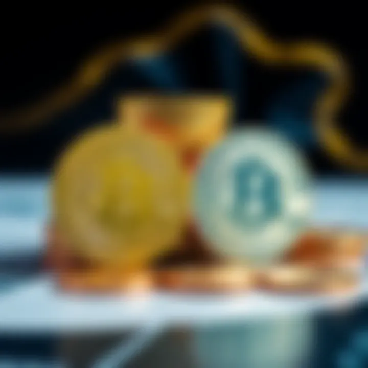 A visual representation of USDC and USDT coins, highlighting the difference in value during a currency swap and emphasizing transaction fees.