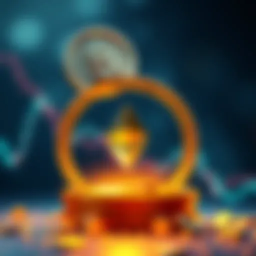 USDT token symbol rising above the Ethereum symbol, indicating USDT's new second place in the crypto market