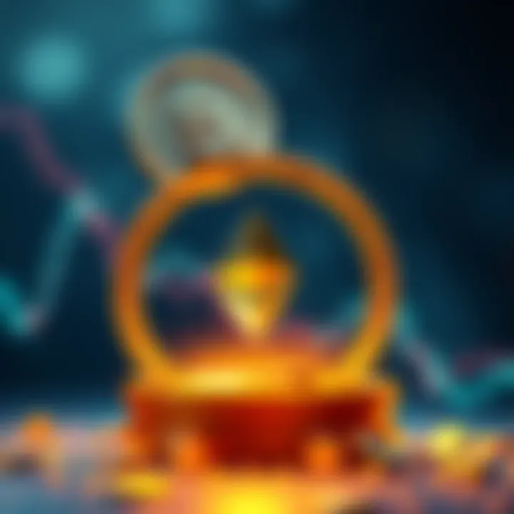 USDT Rises Above ETH USDT token symbol rising above the Ethereum symbol, indicating USDT's new second place in the crypto market