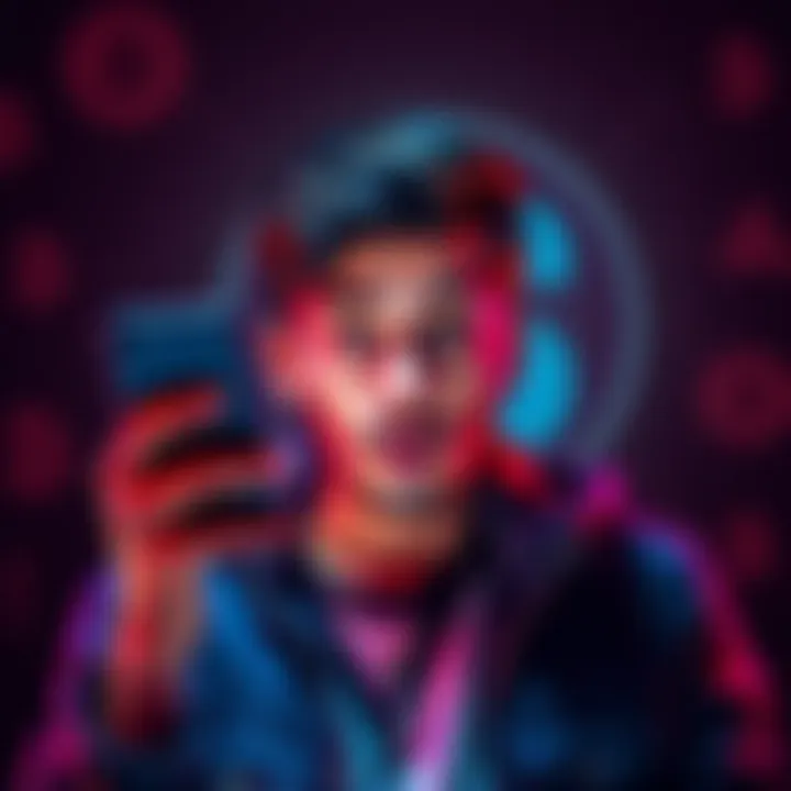 A person looking surprised and confused after being removed from a crypto group while holding a smartphone, with a background showing a digital currency logo.