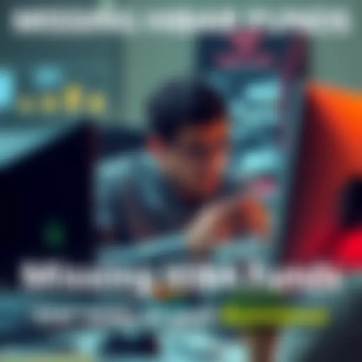 A concerned person on a computer looking for assistance after losing HBAR funds. They appear frustrated and confused while checking their email and chat support for updates.