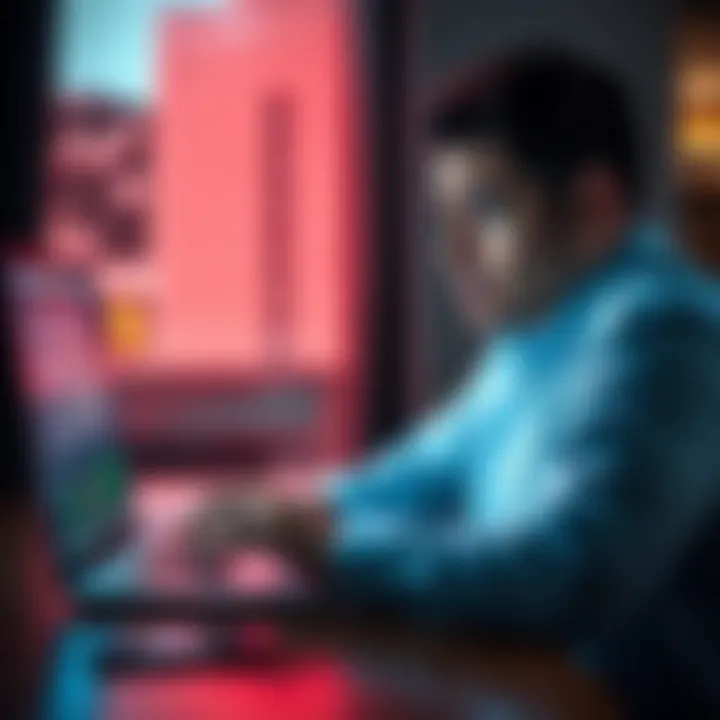 A person looks frustrated while using a laptop to swap staked OSMO for stOSMO on the Stride platform, with charts and graphs on the screen showing the process.