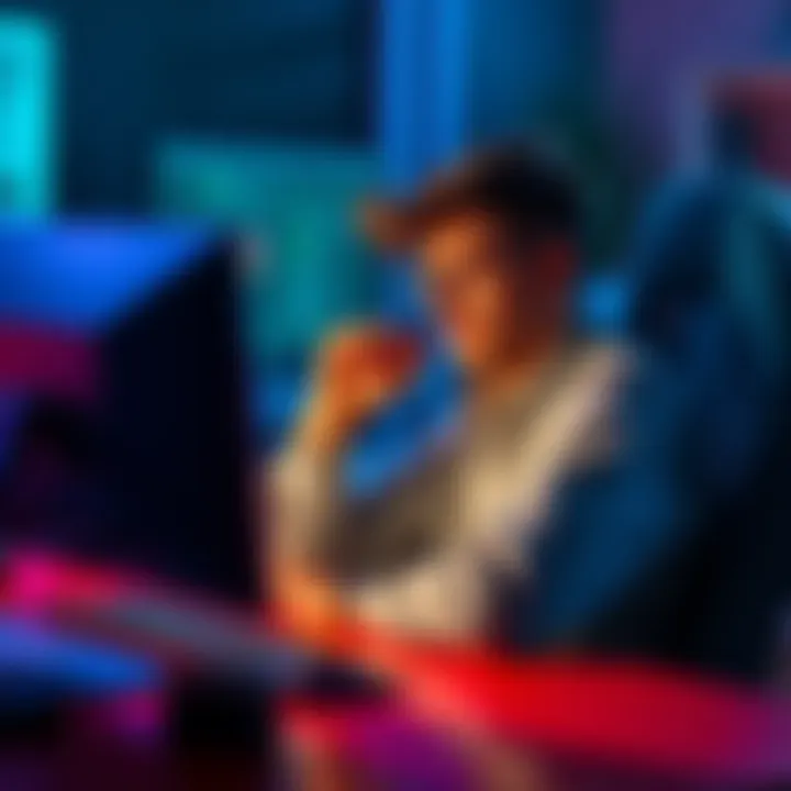 A frustrated person sitting at a computer, contemplating their decision to stop posting on a forum due to negative comments and downvotes.