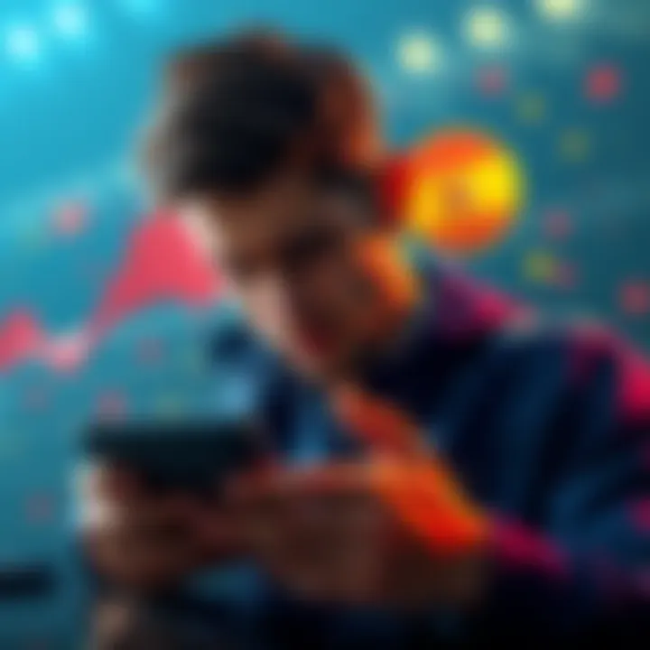 A person looking disappointed while checking their crypto wallet on a smartphone, with betting symbols in the background.