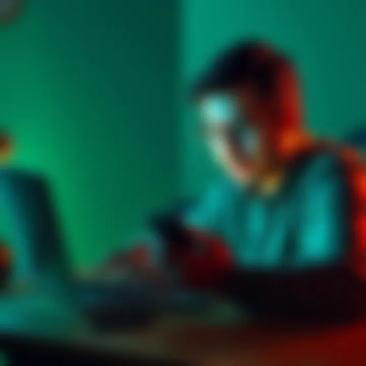 A person frustrated while trying to log into an app on a laptop and smartphone due to network overshared issues