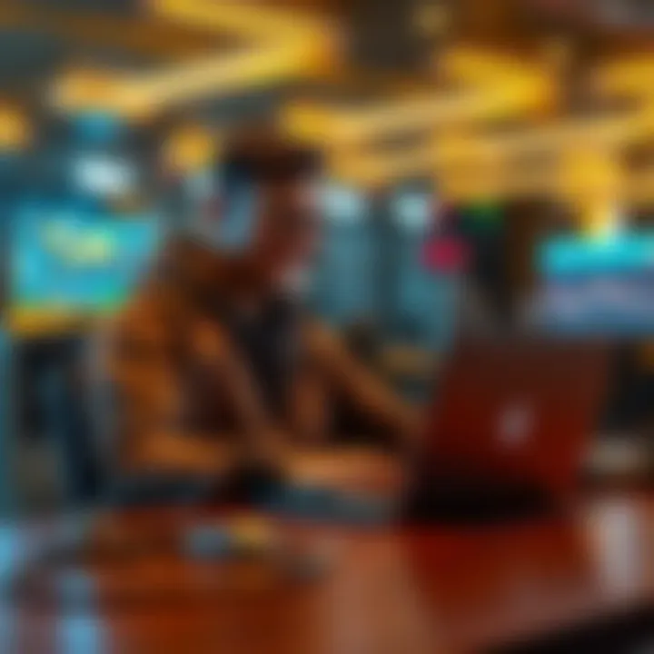 A person sitting in front of a $4000 laptop, mining XMR, showing a look of satisfaction after achieving whale status