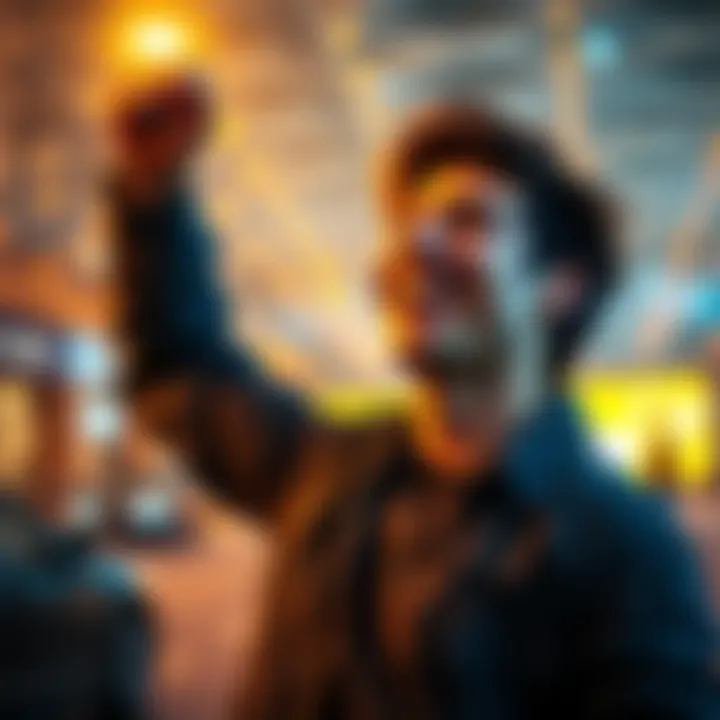 A person smiling and raising a fist in victory after completing challenges with a subscription service