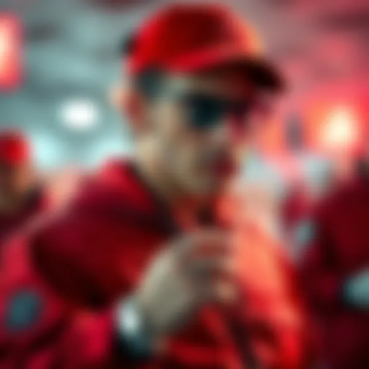 Uzi wearing a red or maroon outfit, showcasing team spirit and style, during discussions about potential hiring.