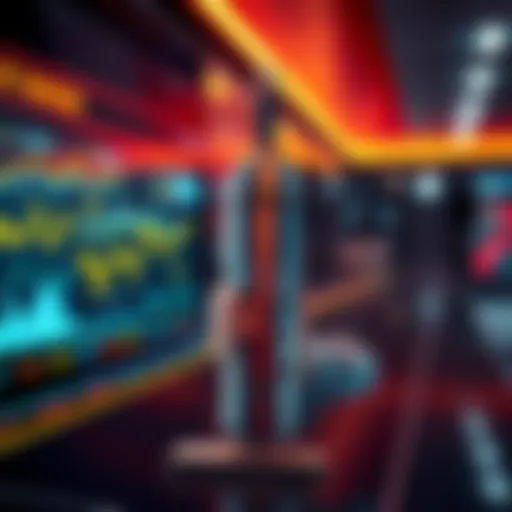 A person presenting a vacuum cleaner alongside visual elements representing decentralized networks and innovations