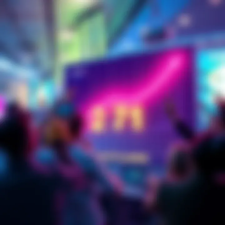 A graph showing a sharp increase in value to 2.71 dollars with a question mark indicating uncertainty about its authenticity, surrounded by dollar bills and excited people.