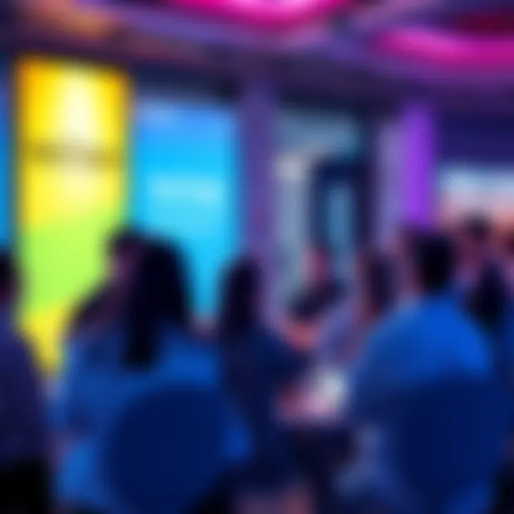 People engaging in a discussion about VeChain updates and sustainability initiatives in an open forum setting