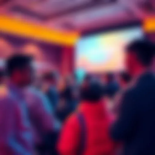 People engaging in a discussion about VeChain and blockchain technology at a community event