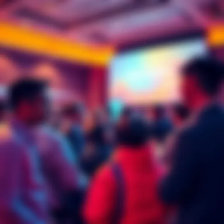 People engaging in a discussion about VeChain and blockchain technology at a community event