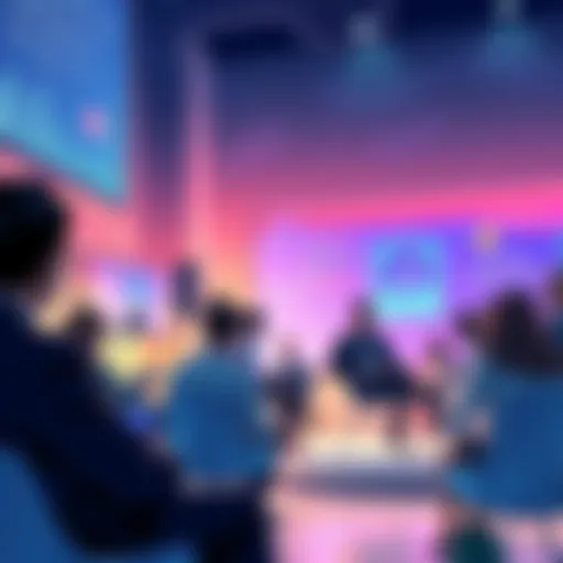 People discussing VeChain updates with a focus on protocols and apps like VeBetter and StarGate in a virtual setting.
