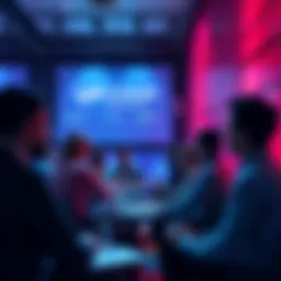 People engaging in a discussion about blockchain and sustainability in a forum setting