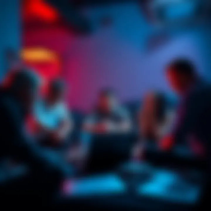 A group of distressed individuals discussing their losses with Cryptobillis, an official Ledger reseller, surrounded by notebooks and laptops