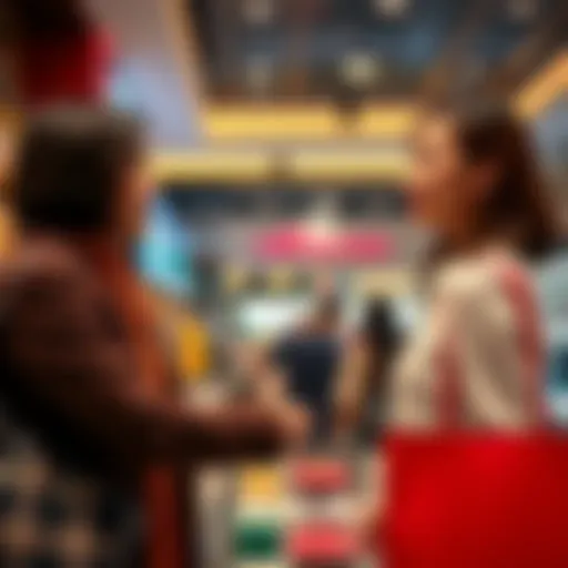 A Vietnamese-American woman helps an impatient customer at a high-end store, showing personalized service.