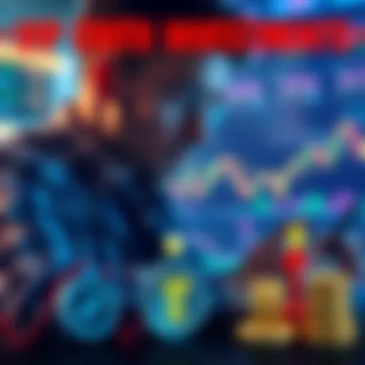 A person analyzing crypto charts and currencies, with VIP icons symbolizing exclusive tiers and higher earnings in the foreground.