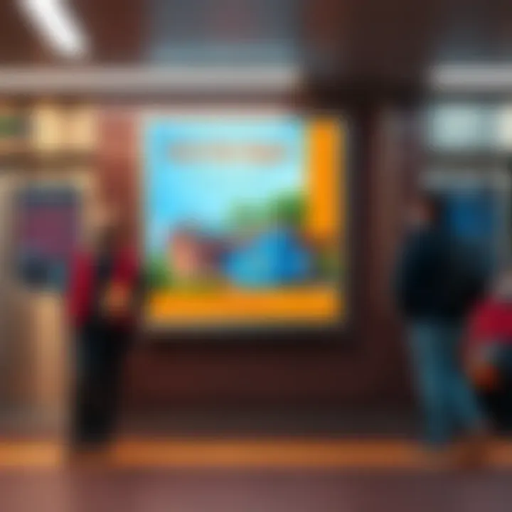 Ad for virtual property in the subway A colorful advertisement promoting virtual property sales displayed on a subway wall, attracting people's attention