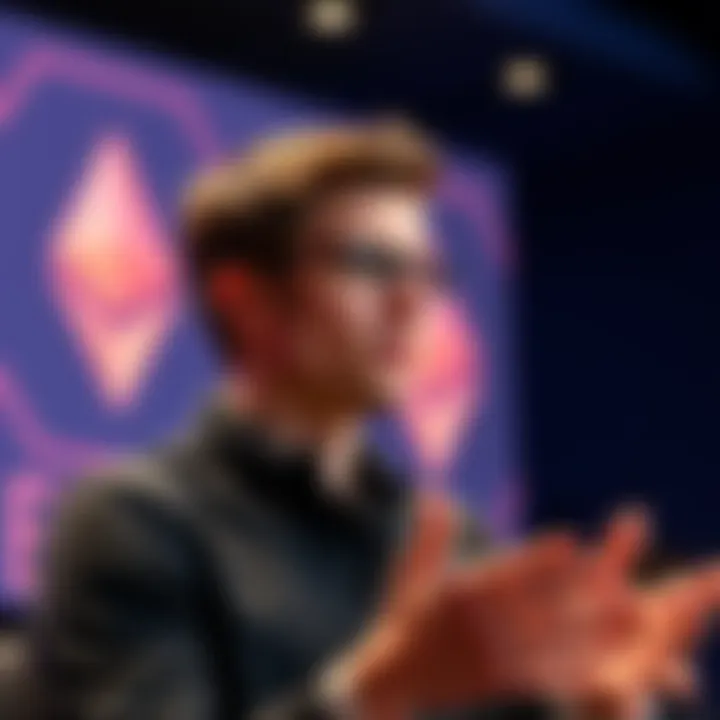 Vitalik Buterin speaking about Ethereum's new focus on privacy and security at an event