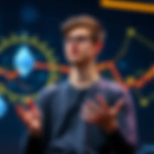 Vitalik Buterin speaking about the Lean Ethereum upgrade, with graphics of blockchain technology in the background